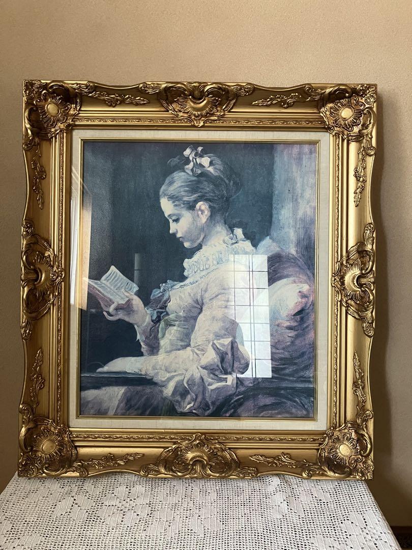 フラゴナール 大型絵画 読書する娘 （フランスアンティーク