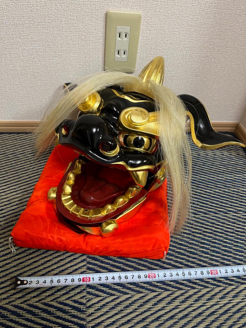 獅子舞　獅子頭　木彫　魔除け　祭　置物　古美術　神楽 大ぶり】獅子舞 獅子頭 木彫 魔除け 祭 置物 古美術 神楽｜Yahoo