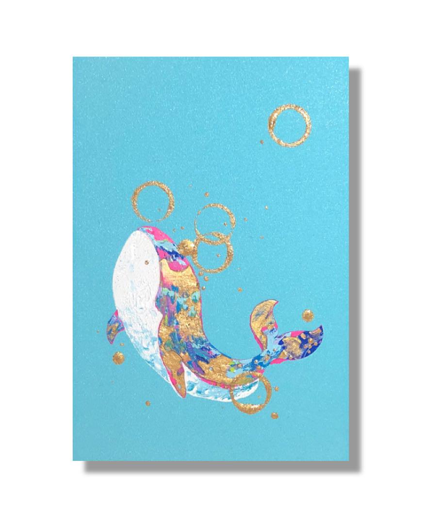 絵画 油絵 原画 動物 くじら ブルー 北欧 現代アート インテリア