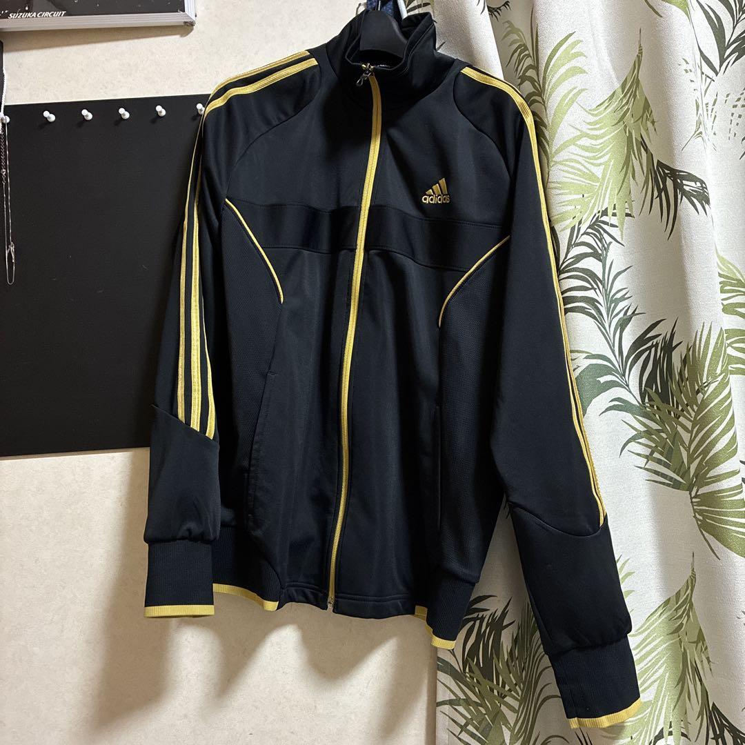 adidas アディダス ジャージ 黒×金（L ゴールドラメ アディダス