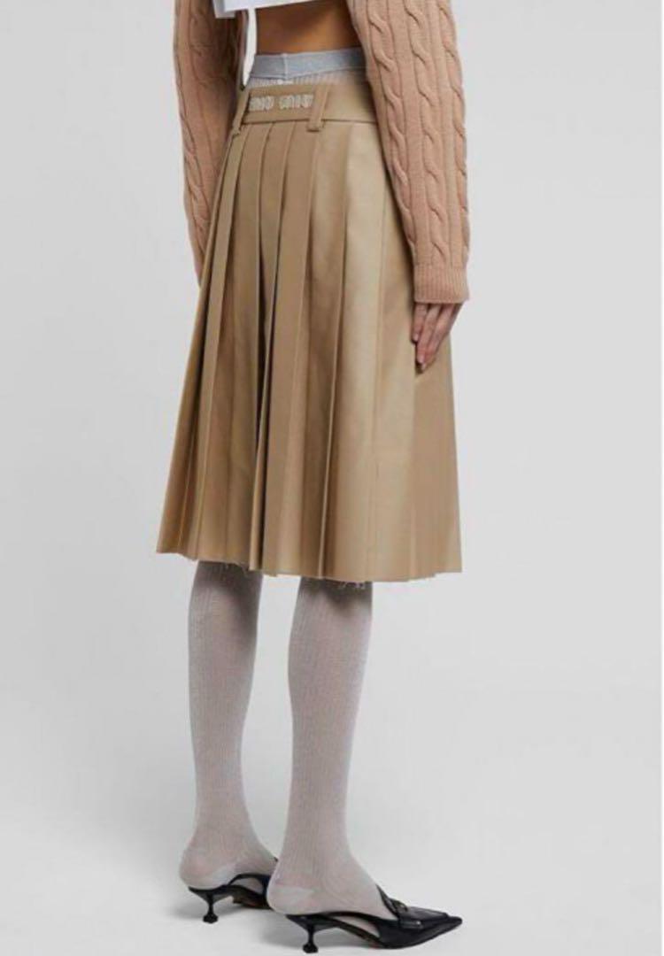 MiuMiu☆Pleated chino skirt☆プリーツチノスカート☆送込