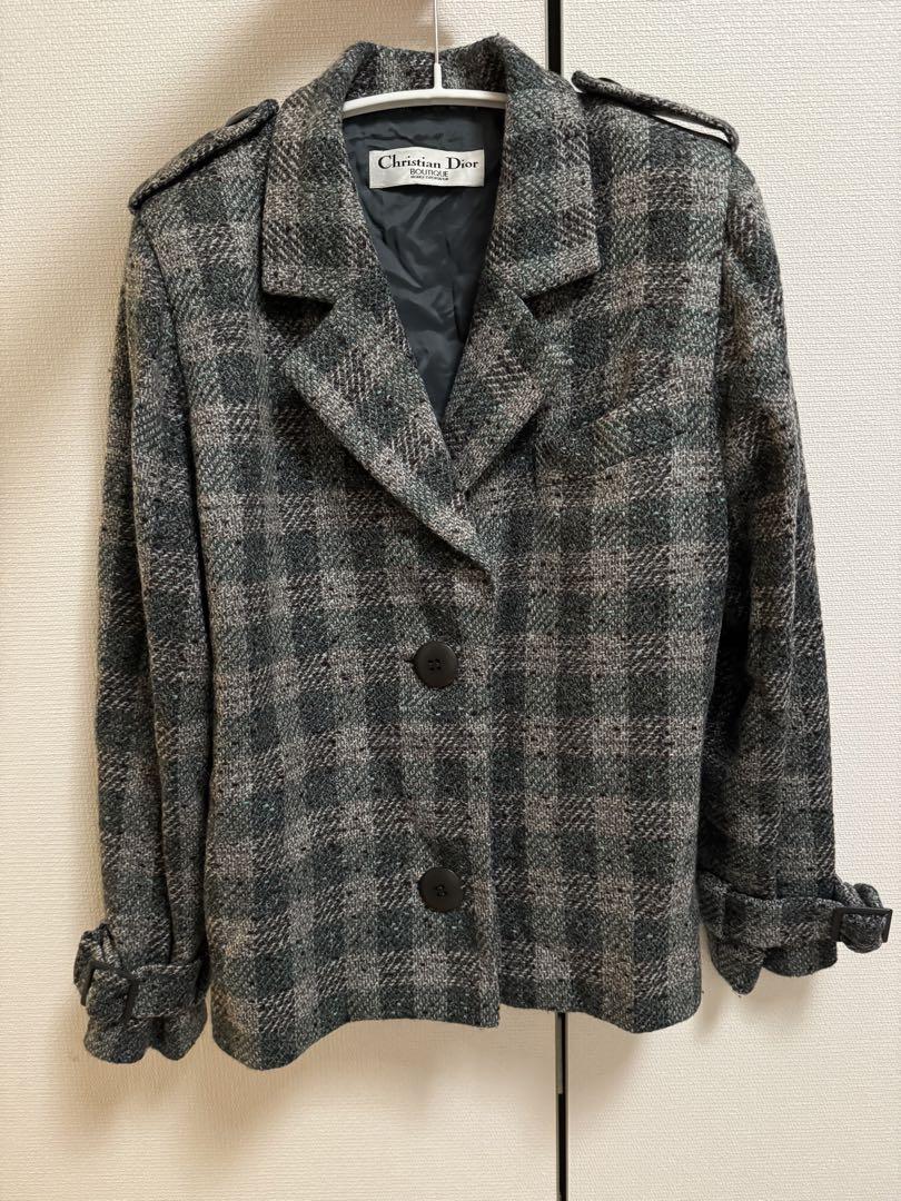【極上美品】Christian Dior ツイード ノーカラージャケット グレー 楽天市場】ディオール ツイードの通販