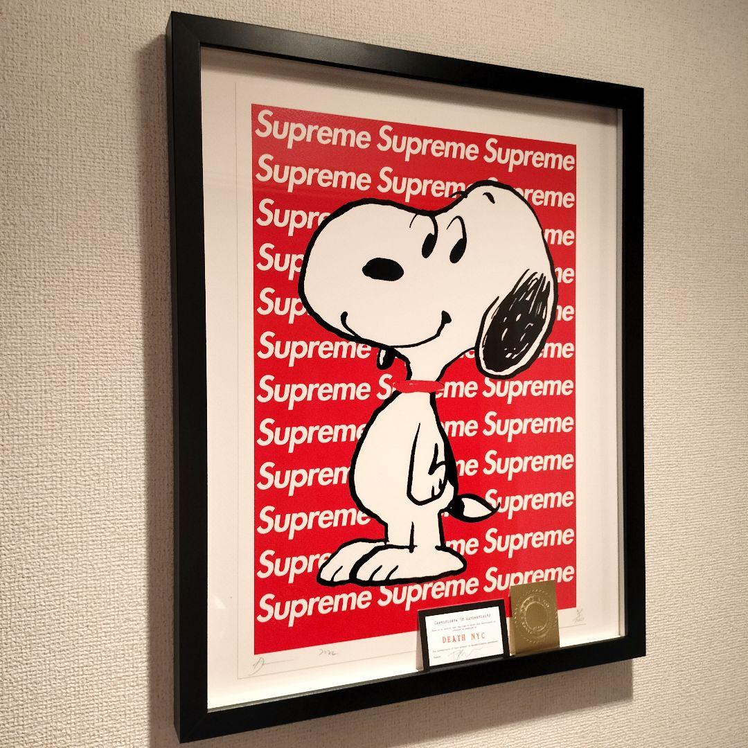 世界限定100枚】額装付きアートポスター スヌーピー Supreme NYC