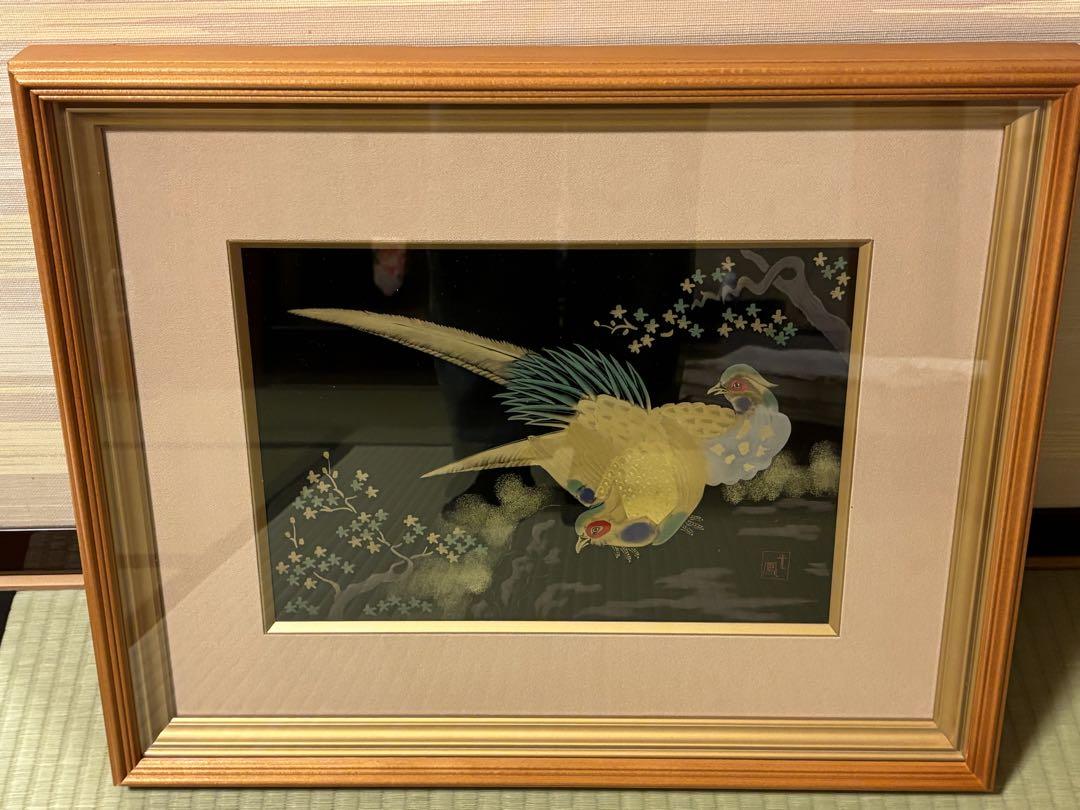 日本最大の 貴重な輪島塗鳳凰絵画、額縁壁掛け昭和レトロ （中古 森下弘堂 絵画