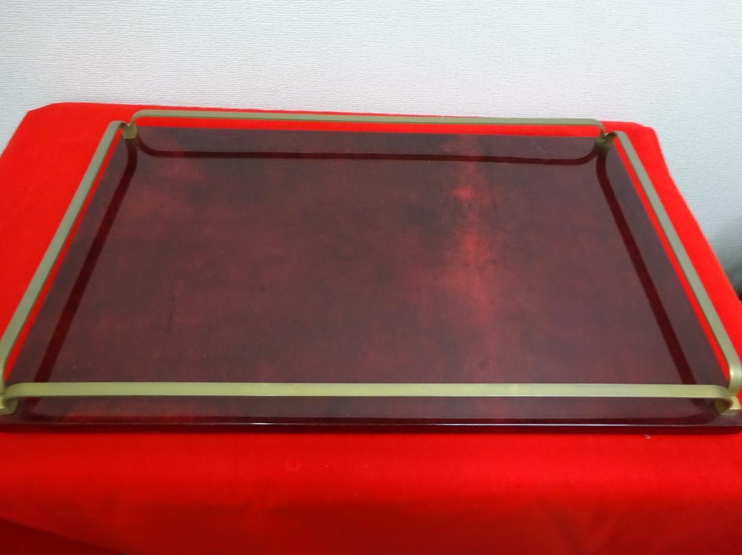 イタリア高級家具 アルド・トゥーラ 仔山羊革張り トレイ お盆 ディスプレイ ② イタリア高級家具 アルド・トゥーラ 仔山羊革張り トレイ お盆