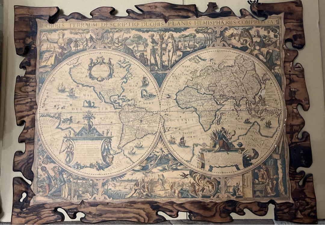 アンティーク 17世紀 ラテン語 世界地図 壁掛け （ヨーロッパの