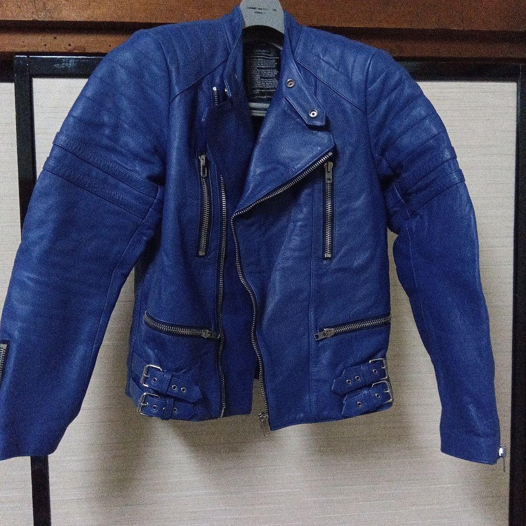 （良品）BLUE PAINT ダブルライダースジャケット 34 BEAMS Loose Paint Double Riders (Blouson Leather Blouson