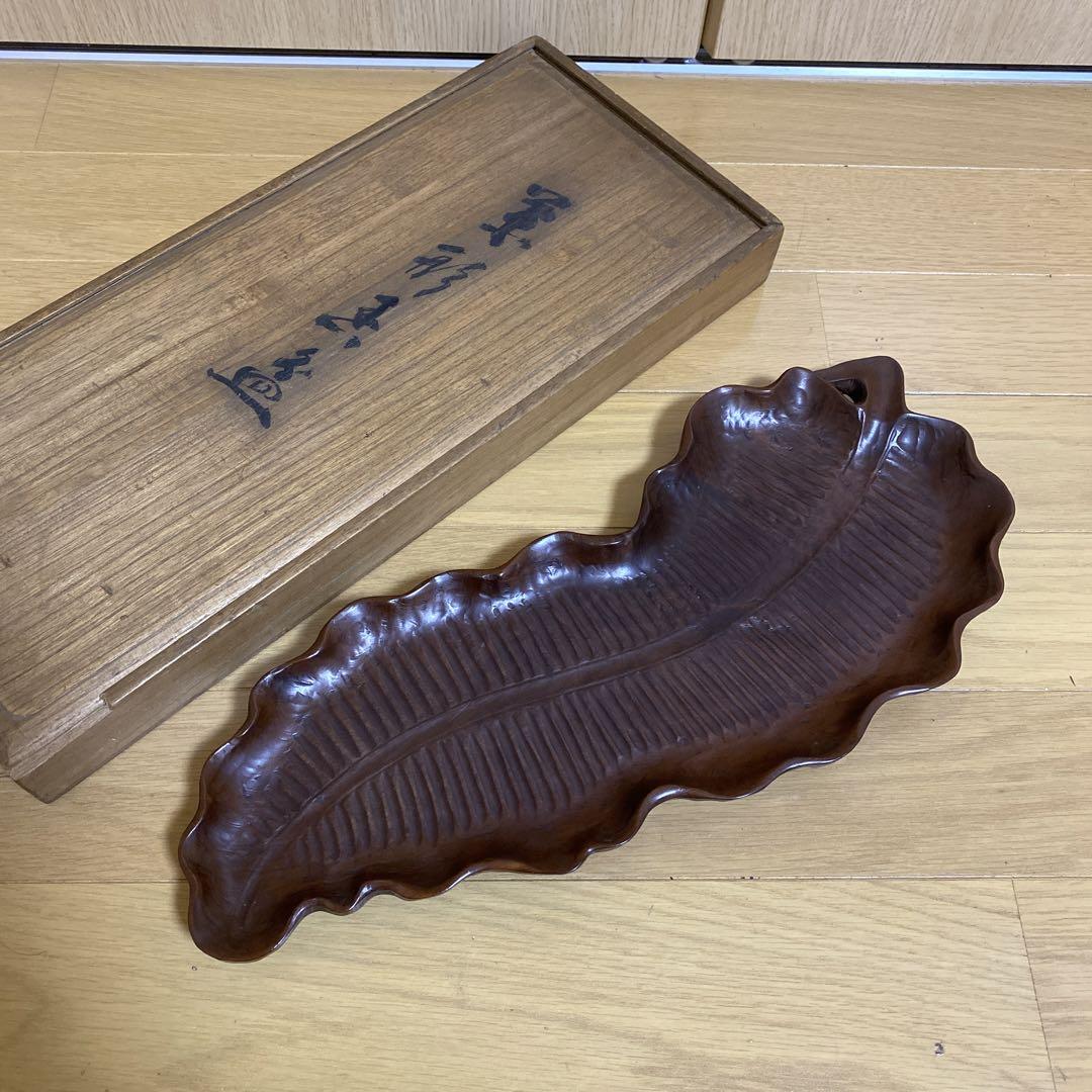 天然木 細密彫刻 葉盆 煎茶盆 時代箱入 天然木 細密彫刻 葉盆 煎茶盆 時代箱入（Yahoo!オークション
