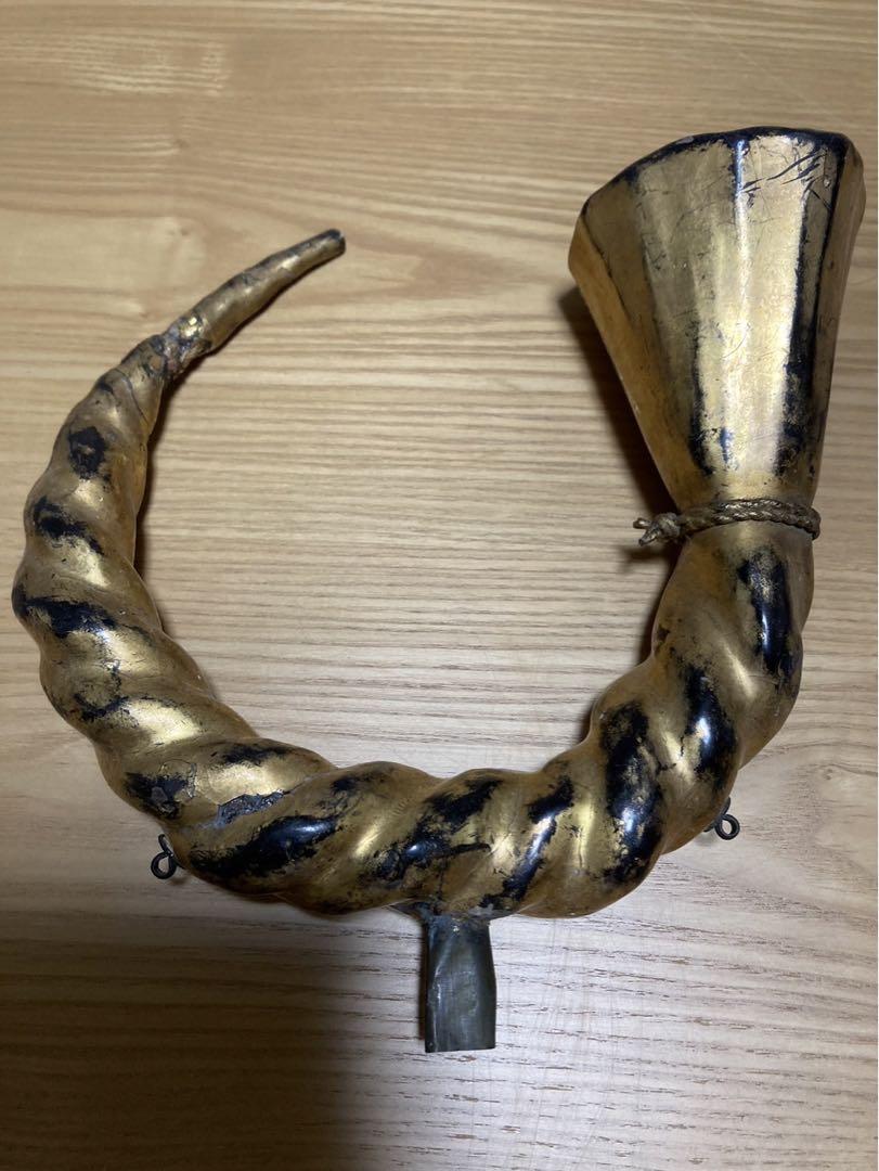 桃山期〜江戸期‼️希少‼️木製の三品‼️金彩脇立‼️前立‼️武具 甲冑‼️兜は付属しません‼️ トップ 桃山期〜江戸期‼️希少‼️木製の三品‼️金彩脇立