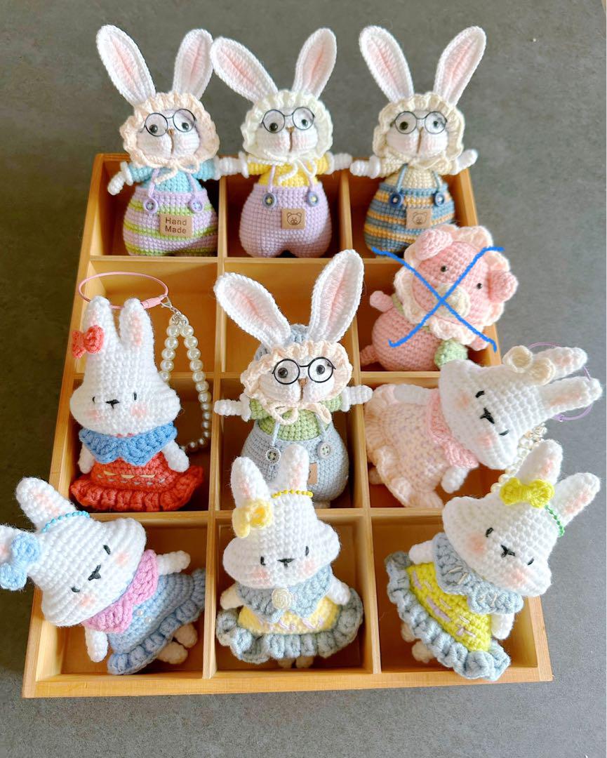 ハンドメイド かぎ針編み あみぐるみ くまさんとうさぎさん