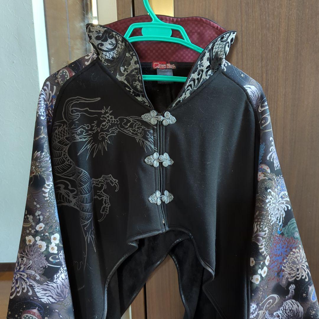 美品) キューティーフラッシュ 着物 和柄 ポンチョ 黒 チャイナ
