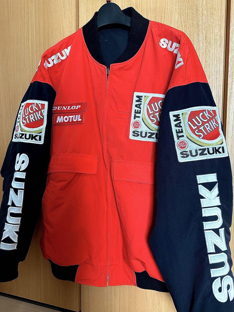 Suzuki Lucky Strike ジャケット 赤黒 Vintage 90s Suzuki Team Lucky Strike Light Jacket Red White