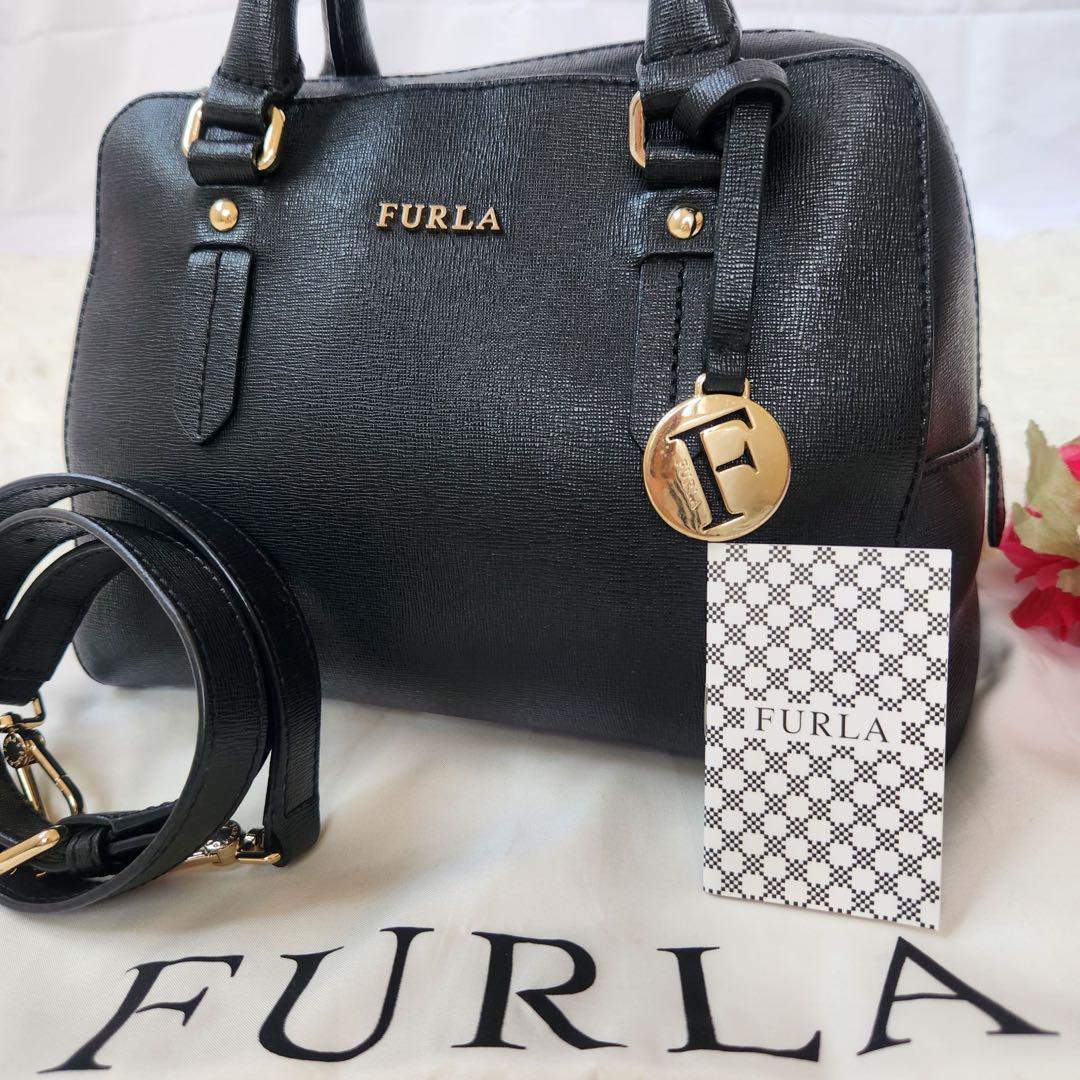 【極美品】フルラ エレナ 2way ハンドバッグ ショルダーバッグ レザー 黒 極美品】フルラ エレナ 2way ハンドバッグ ショルダーバッグ