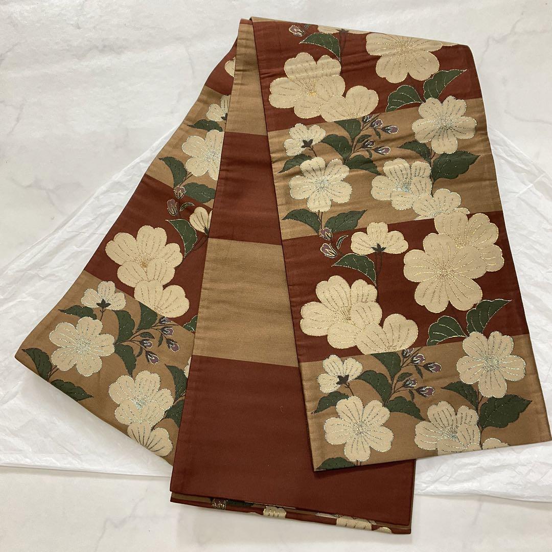 kimonoarisa○最高級西陣織○六寸帯○正絹○3m97.5cm○半幅帯 かえせ
