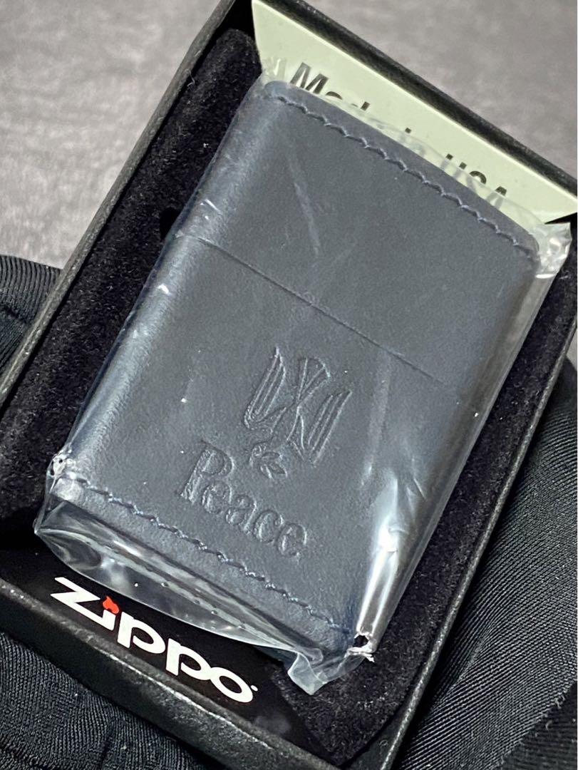 zippo ピース 黒本革 限定品 希少モデル 2022年製 ZIPPOピース Peace 黒本革 レザー巻き 2022年生 限定 希少モデル
