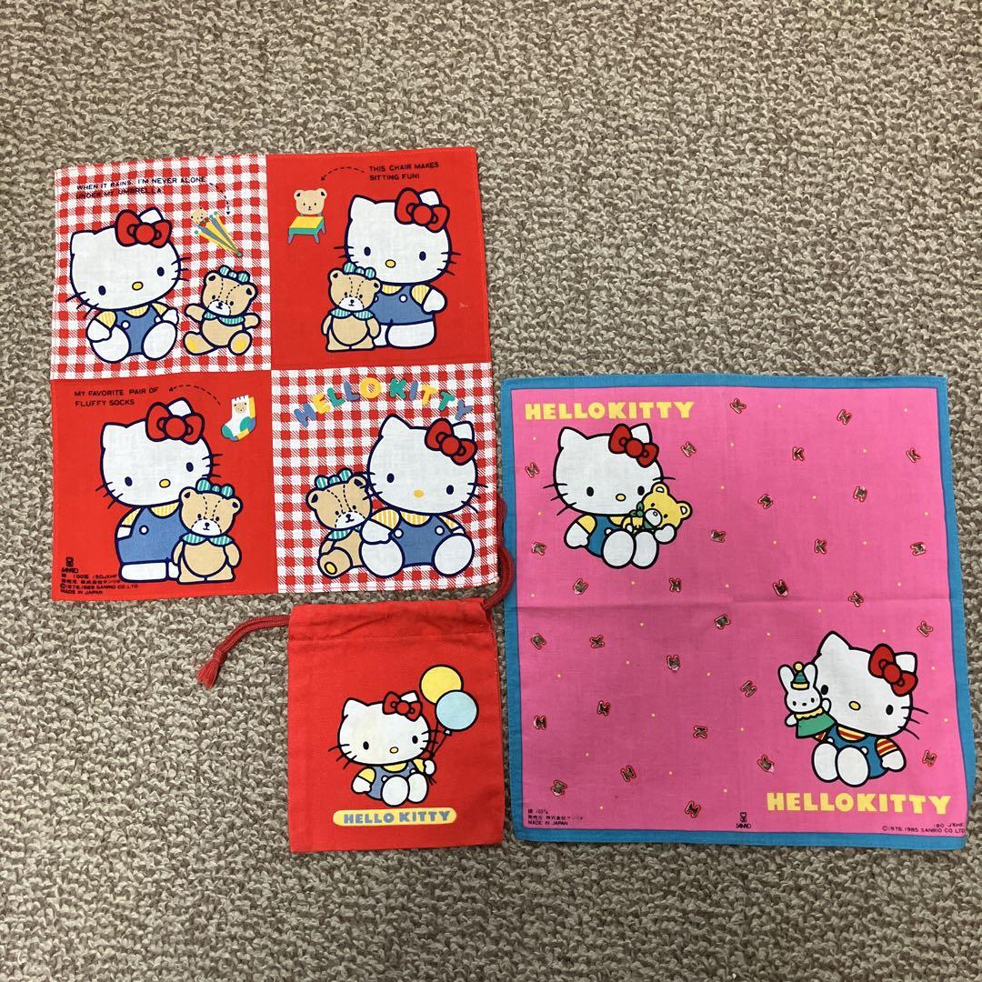 昭和レトロ　サンリオ　ハンカチ　２枚セット　ハローキティ　マロンクリーム　88年 サンリオ マロンクリーム ハンカチ 2枚セット レトロ - メルカリ