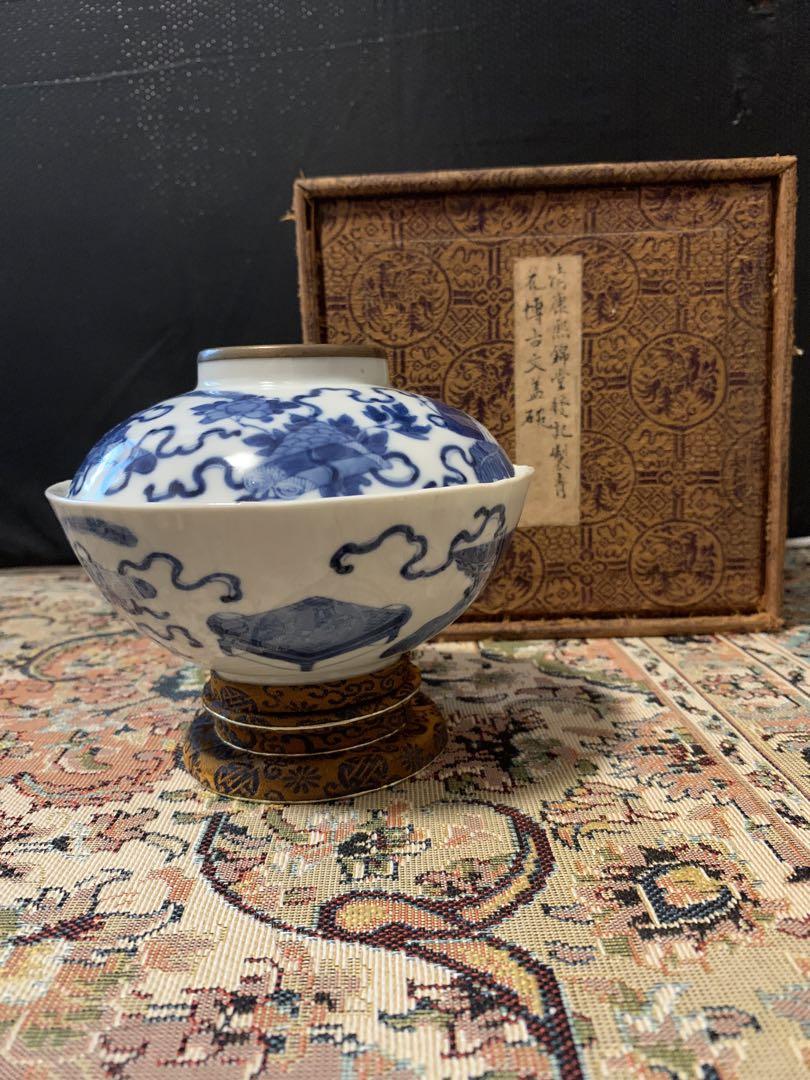 青花 博古文 清康熙 堂斎銘 椀 中国美術 （1年ぶりに静嘉堂
