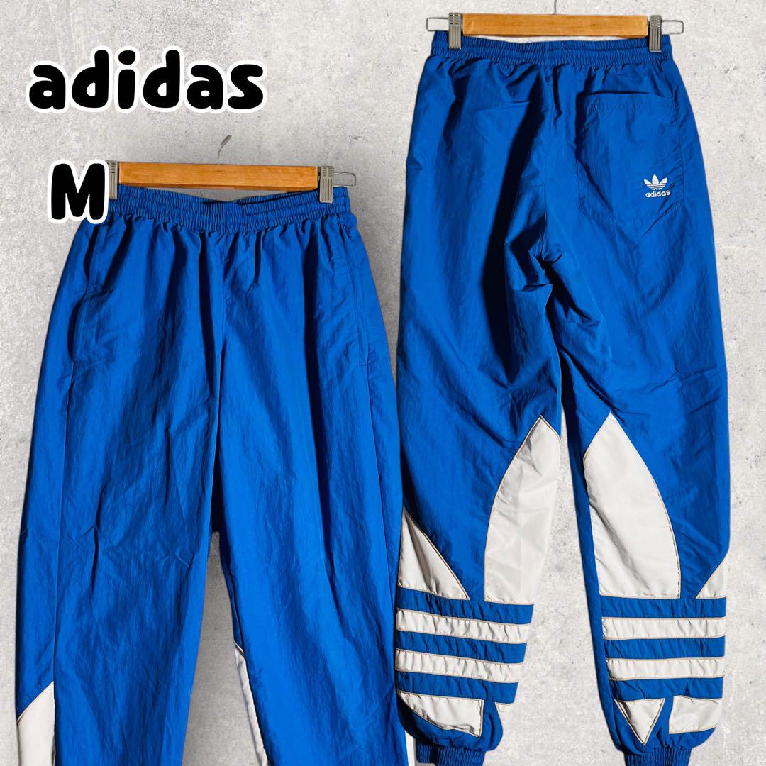 Originals（adidas） - アディダスオリジナル トラックパンツ ナイロン ビック刺繍ロゴ ブルー M 9 アディダスオリジナル トラックパンツ ナイロン ビック刺繍ロゴ