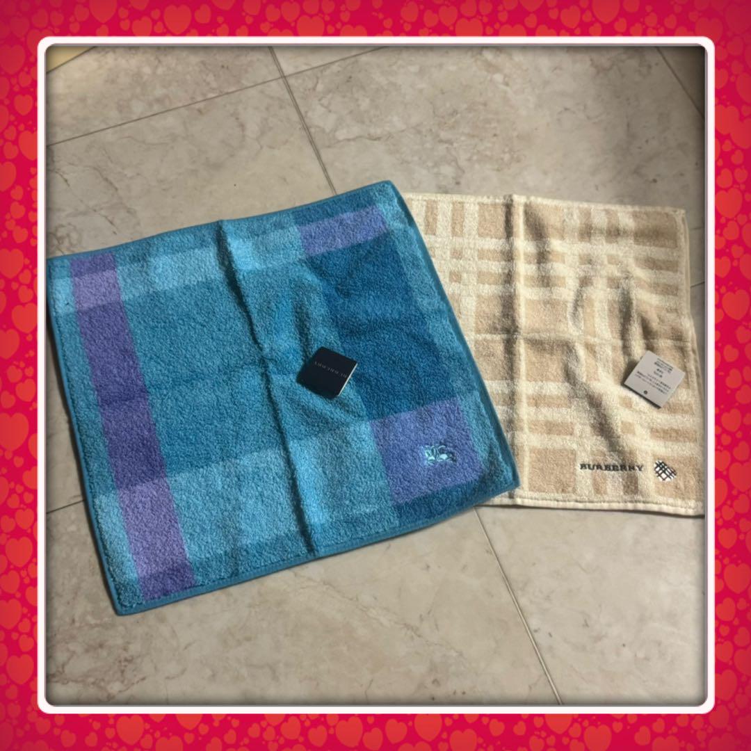 バーバリーハンカチ2枚を2点おまとめ BURBERRY 2枚組 バーバリー ハンカチ セット Burberry 大判