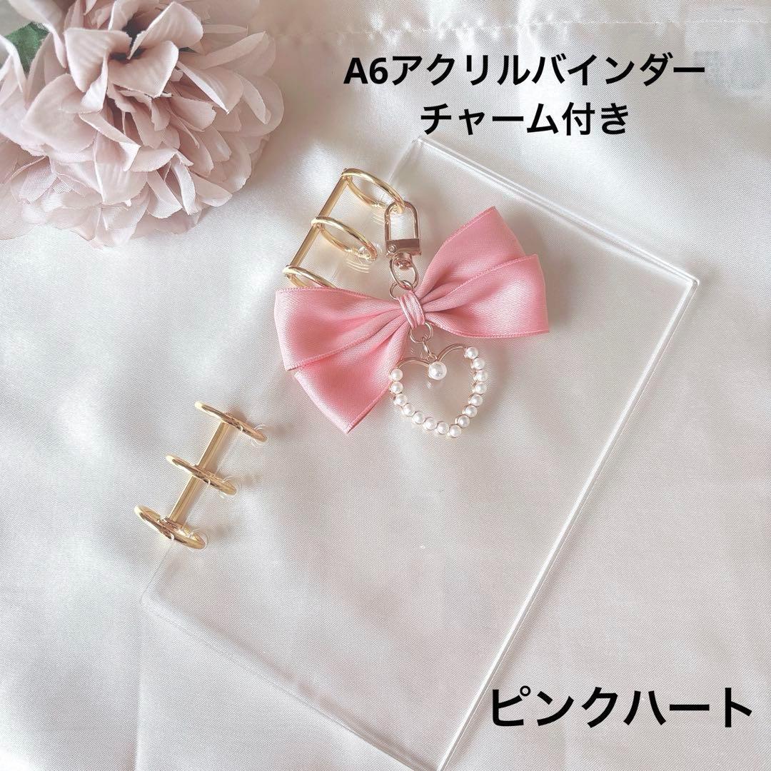 韓国♡アクリルバインダー♡グレーリボン♡A6貯金SAVING アクリルバインダー バインダー貯金 A6 韓国 saving 家計管理