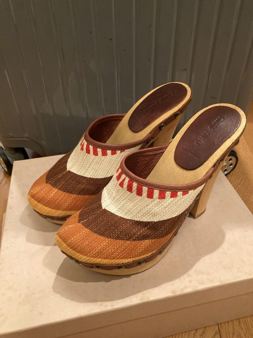 miu miu ミュウミュウ サンダル ウッド ソール 35.5 レザー 靴