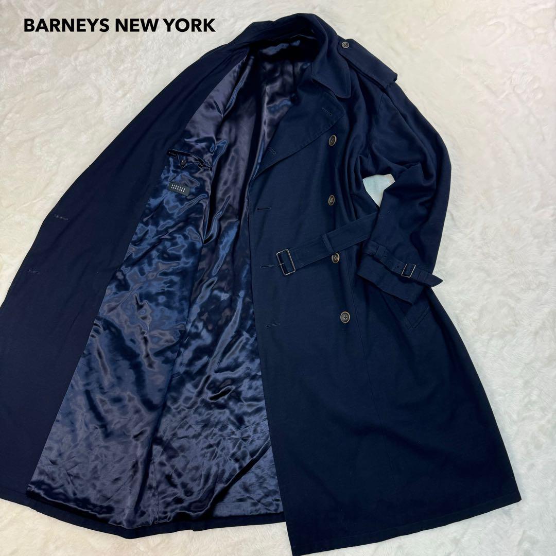 高級素材 BARNEYS NEWYORK シルク100% ロング トレンチコート