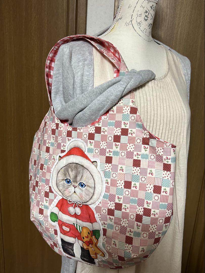 ゆ*ら様 コヤンイサムチョン　♡ティータイム仲間♡ BIGトートバッグ コヤンイサムチョン☆ミニトートバッグ 英字&デニム柄 ハチワレ