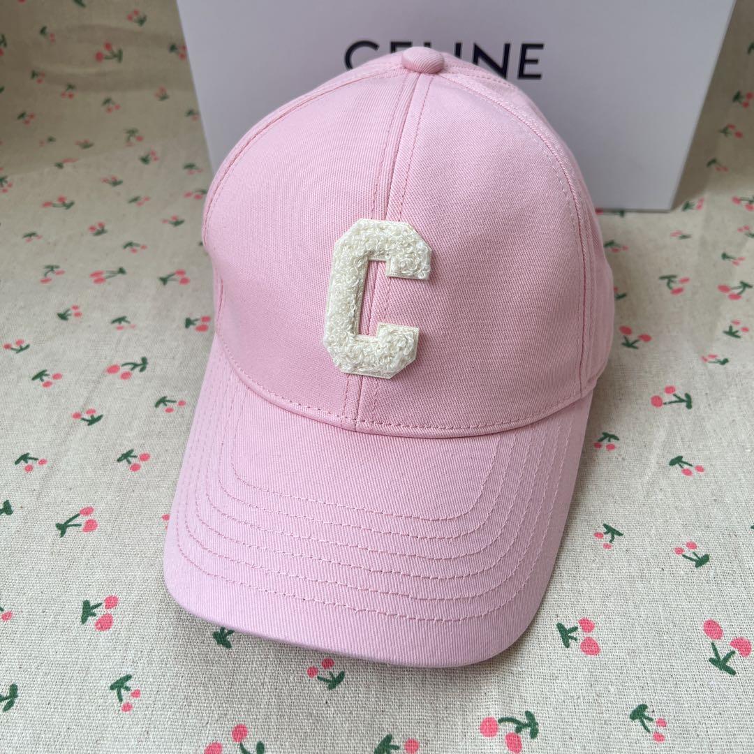 人気 セリーヌ CELINE ベースボールキャップ 帽子 ピンク