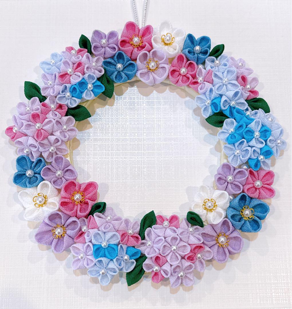 つまみ細工リース No.50 紫陽花リース あじさい アジサイ 母の日