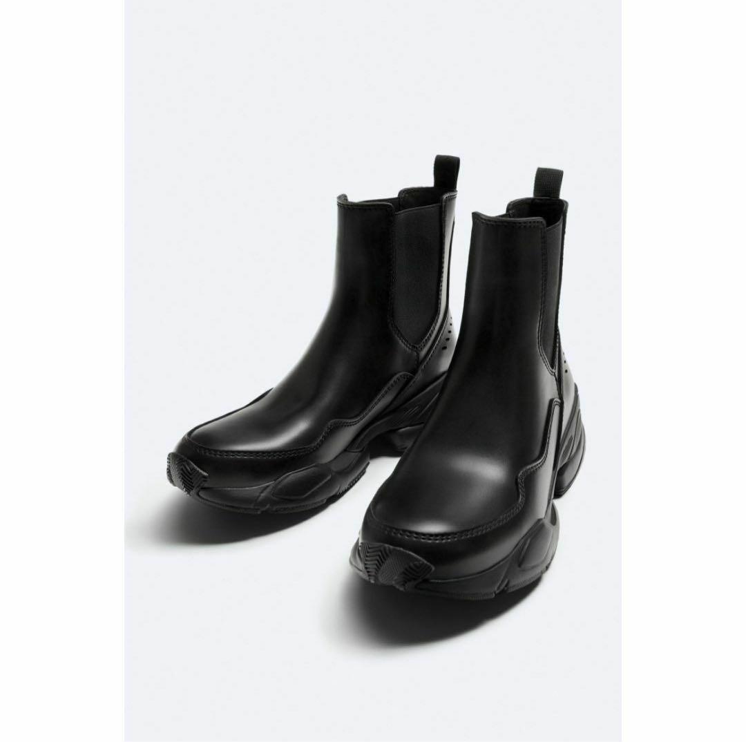 ZARA サイドゴア　ランニングブーツ　チェルシー　ブラック　42 27cm ZARA サイドゴア ランニングブーツ チェルシー ブラック 42 27cm