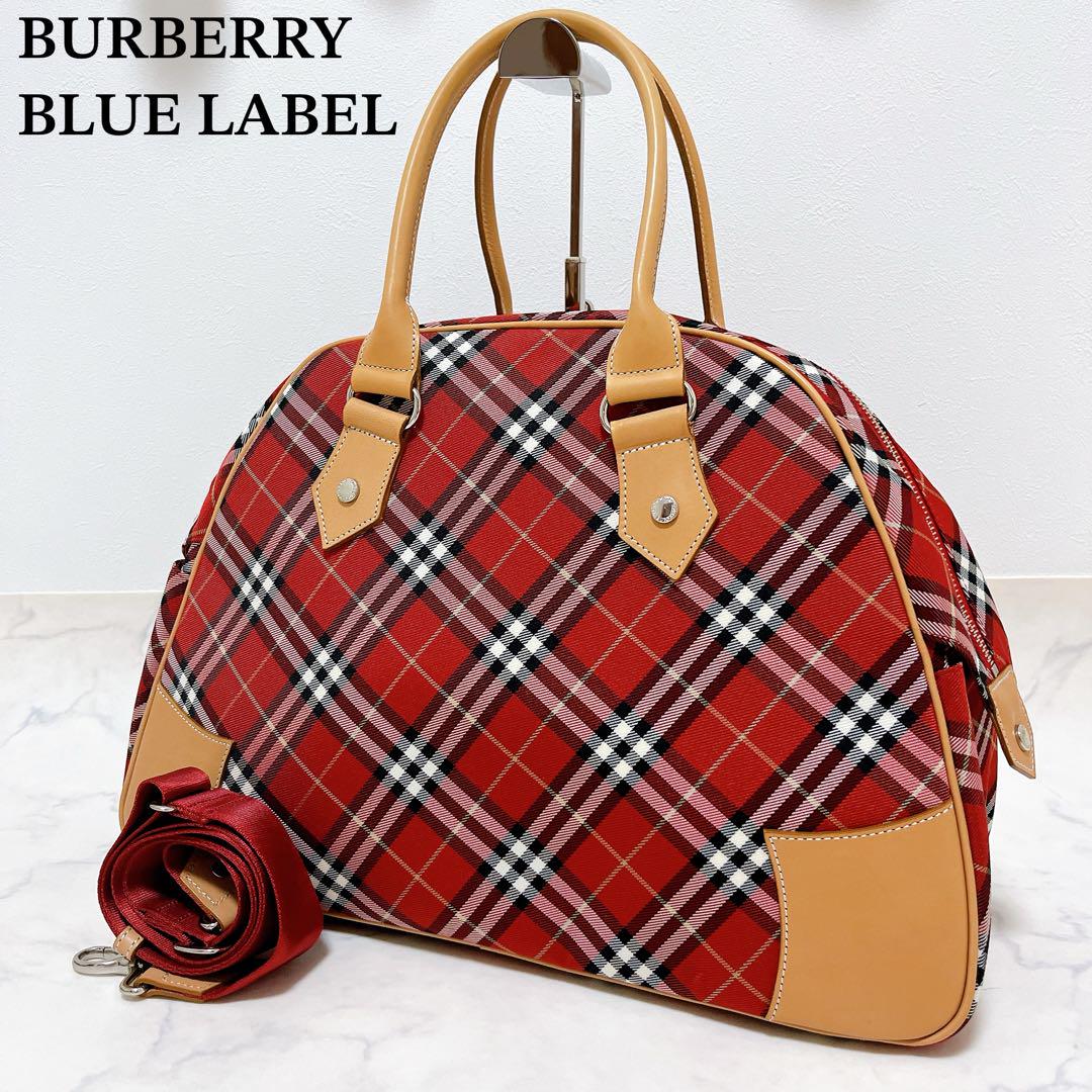 バーバリー ブルーレーベル ボストンバッグ 2way ホー BURBERRY ブルーレーベル ボストンバッグ チェック柄 ピンク