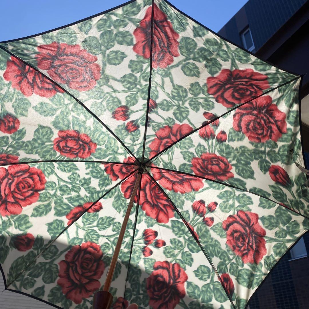 トンボ洋傘 バラ柄 折りたたみ傘 日傘 花あかり（レディース雨傘