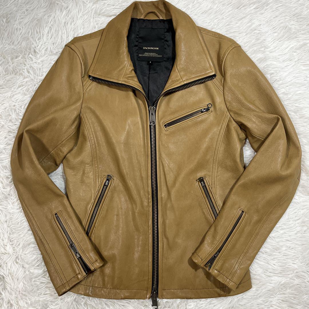 ☆JACKROSE ☆シングルライダース　山羊革　ゴート　キャメル　サイズ44 ジャックローズ ゴートレザージャケット Lサイズ キャメル 山羊