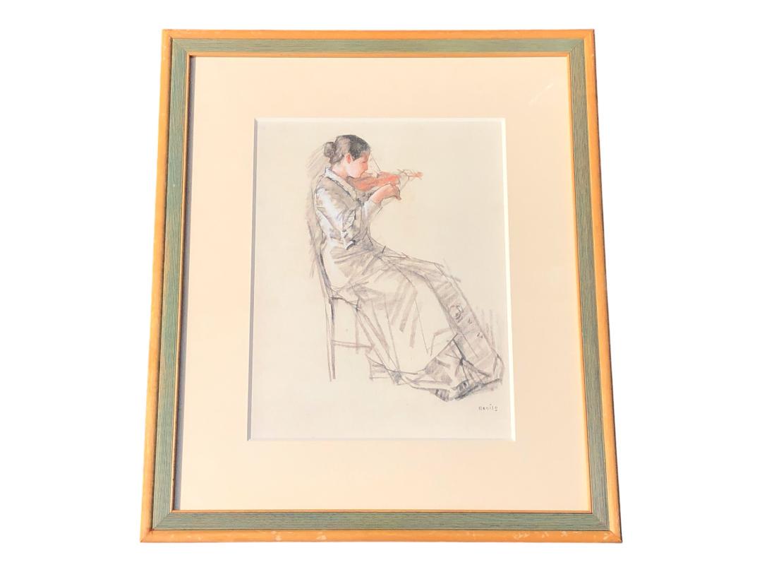 小磯良平 絵画 バイオリンを弾く女（小磯良平、【バイオリンを