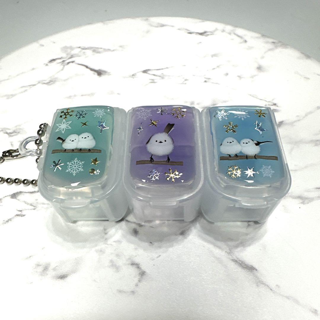 5271☆ シマエナガ ピルケース レジン ハンドメイド（【セリア