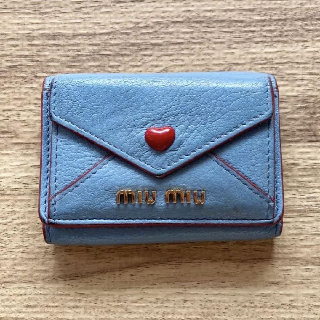 MIUMIU お財布 ハート 水色 希少 ミュウミュウ 早者勝ち（ミュウ