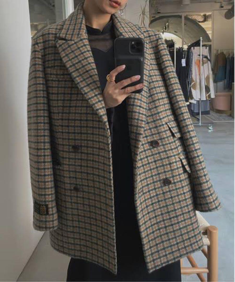 【即決価格】アメリヴィンテージCHECK ECO WOOL BIG JACKET アメリヴィンテージ Ameri VINTAGE 21AW ECO WOOL BIG JACKET