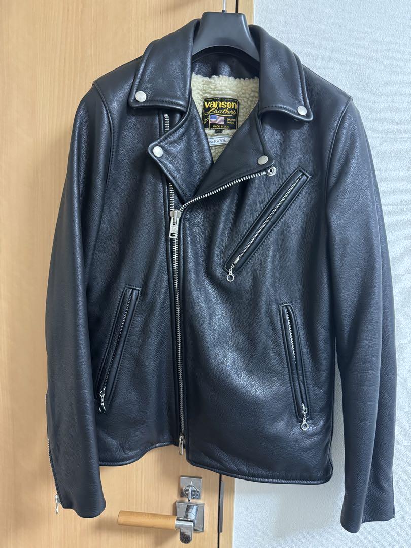 ロンハーマン別注VANSONボアライダースジャケットブラック36