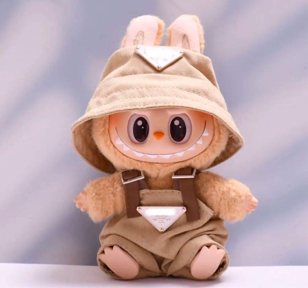 人気】ラブブ ぬい 着せ替え labubu 10cm 15cm ベージュ 茶色