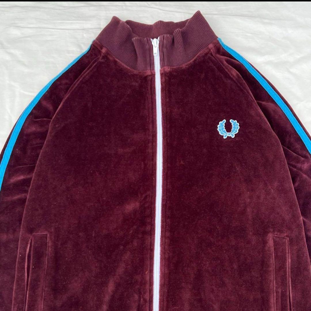 FRED PERRY 90s トラックジャケット ベロア ボルドー ポルトガル製 FRED PERRY 90s トラックジャケット ベロア ボルドー ポルトガル