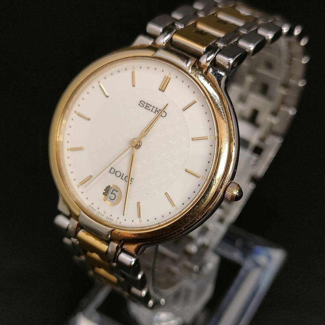 美品【稼働品】SEIKOセイコードルチェ　ホワイト　ゴールド　シルバー　ソーラー 美品 稼働品 SEIKO セイコー ドルチェ ホワイト ゴールド