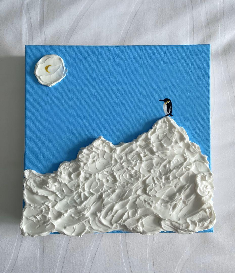 ペンギンと雪山のアート作品 ペンギンと雪山のアート作品 （流氷のベクトル図に座っている