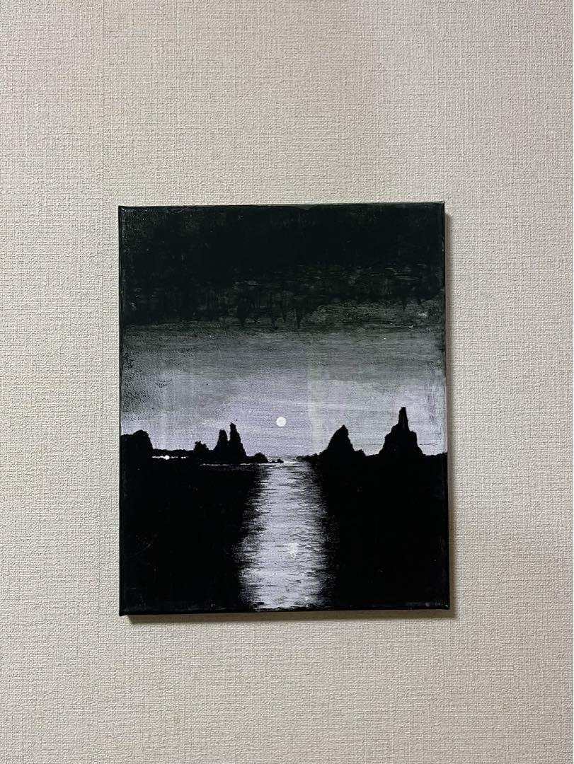 アクリル画 風景画 月 F3（Christmas⑤ 気持ちよかっ アクリル画