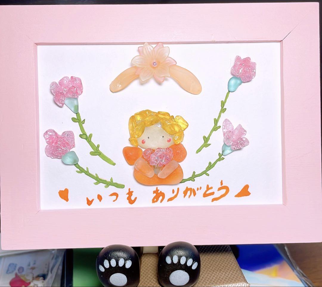 ♡くまさん親子の想い合い♡シーグラスアート プレゼント交換 母の日 シーグラスアート 母の日 ありがとう （お花のある暮らし11