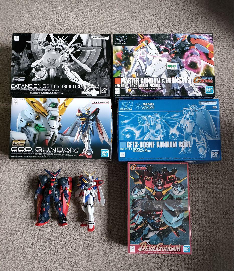【ガンプラまとめ売り】 シャイニングガンダム等5点セット RG シャイニングガンダム」「HG GQuuuuuuX」「EXPO2025 RX-78F00