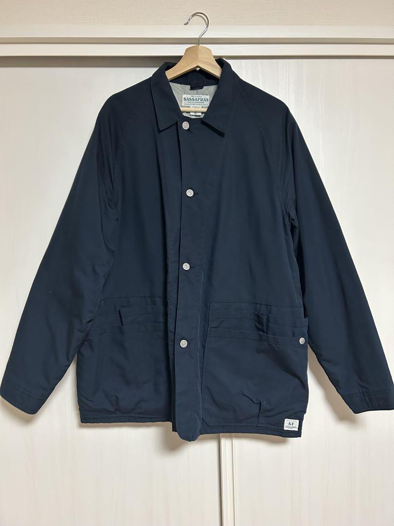 SASSAFRAS ネイビー　カバーオール シャツMサイズ　ウール SASSAFRAS ネイビー カバーオール シャツMサイズ ウール
