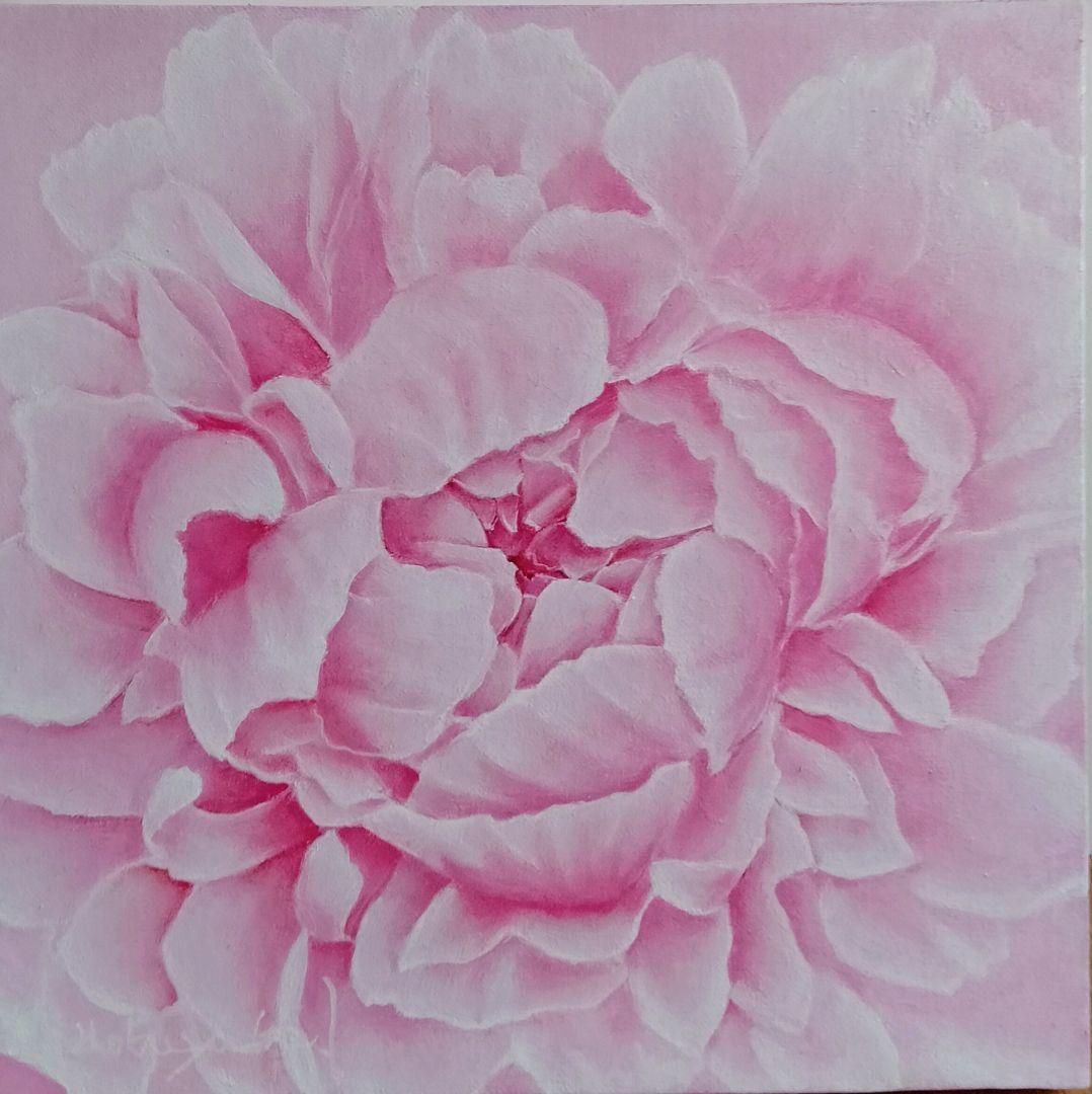 油絵 壮麗(牡丹) 洋画家・池畠 史幸 新作.肉筆画（油絵 紫苑の響