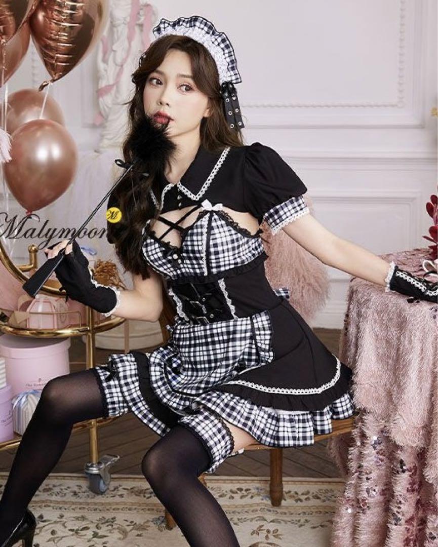 Malymoon ゴシックチェックメイドドレス（︎Malymoon(マリー
