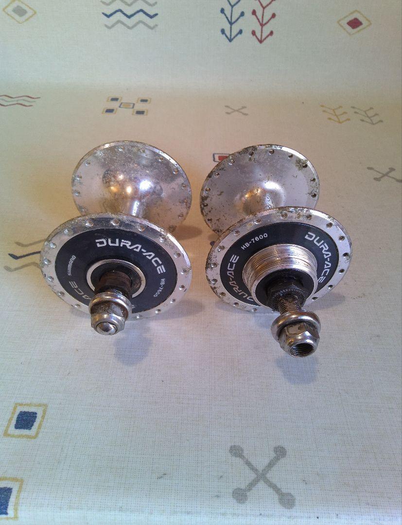 DURA-ACE HB-7600 ハブ シルバー　前後セット　NJS 012 SHIMANO DURA-ACE TRACK HUB HB-7600