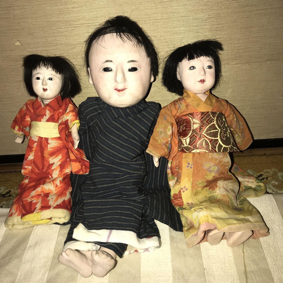 ジャンク 古いお人形 市松人形 3体 他 大正 昭和初期 （レトロ